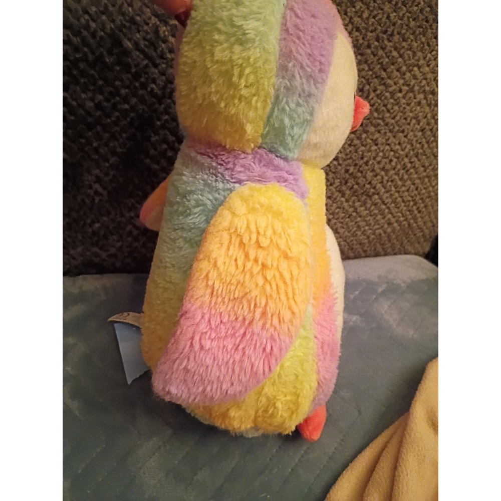 Vtg 1994 The Petting Zoo Rainbow Penguin Plush 10" Pastel Tie Dye Stuffed Animal - Picture 5 of 14